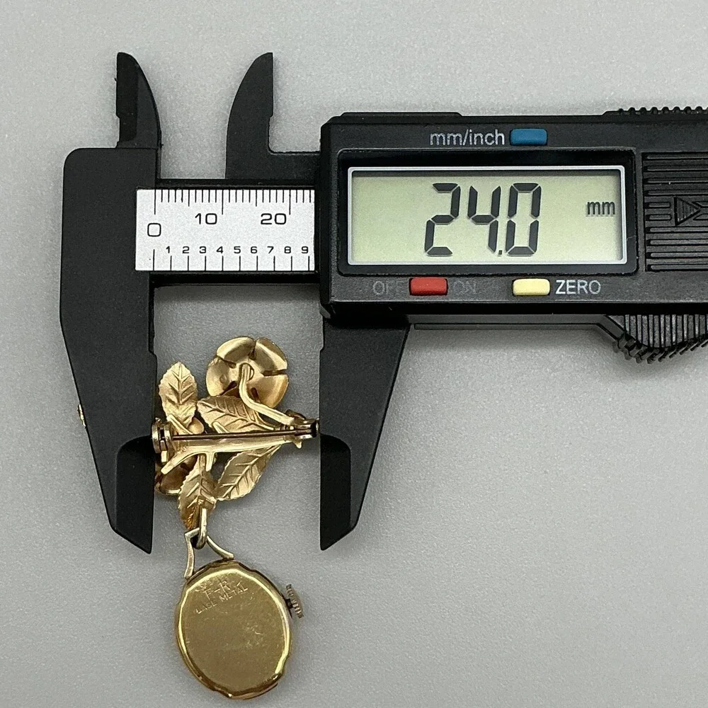 Vintage Golden Shield Nurse Brooch Watch Women 16mm Gold Tone White Dial Manual